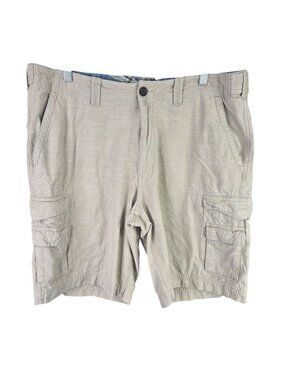Mens Bob Timberlake Beige Cargo Shorts 100% Cotton 11" Inseam Size 38